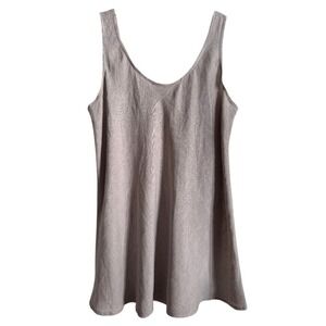 VTG Womens Linen Top Sz 1X Sleeveless‎ Beige Minimalist Lagenlook Layering ENNA